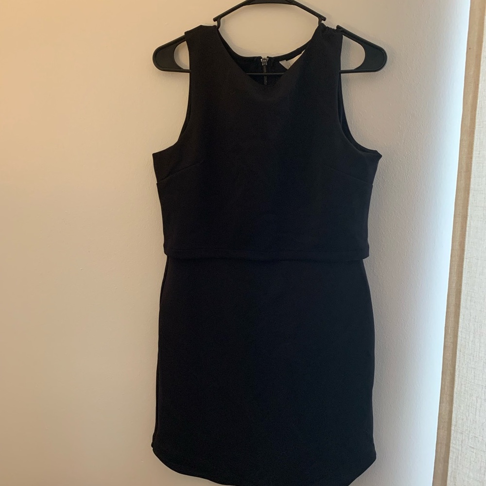 Decree Black Layered Zip Up Dress